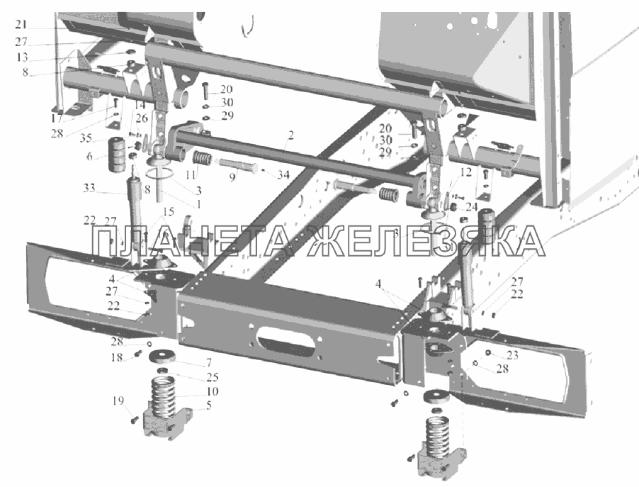 Переднее подрессоривание большой кабины 64226-5001700 МАЗ-6303A3, 6303A5